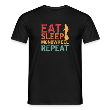 eat sleep monowheel repeat Design for a fan of - Men's T-Shirt - black - Front - AI Model Male 178 light (178cm)