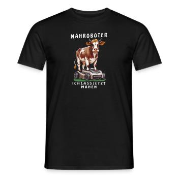 ROBOT TONDEUSE À GAZON DE VACHE JE LE FAIS TONDRE MAINTENANT - T-shirt homme - noir - Devant - AI Model Male 178 light (178cm)