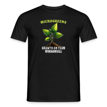MICROGREENS GROWTH ON YOUR WINDOWSILL - Männer T-Shirt - Schwarz - Vorne - AI Model Male 178 light (178cm)