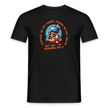Kaffeeliebhaber mit Morgenmuffel lustigem Spruch - Männer T-Shirt - Schwarz - Vorne - AI Model Male 178 light (178cm)