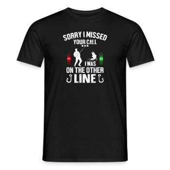 Sorry Can't Talk I Was On The Other Line - Männer T-Shirt - Schwarz - Vorne - AI Model Male 178 light (178cm)