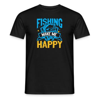 La pêche me rend heureux - T-shirt homme - noir - Devant - AI Model Male 178 light (178cm)