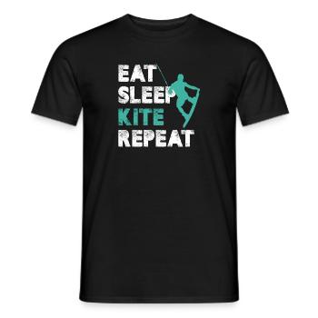 Eat Sleep Kite Repeat Waver Surfer Kiteboarding - Men's T-Shirt - black - Front - AI Model Male 178 light (178cm)