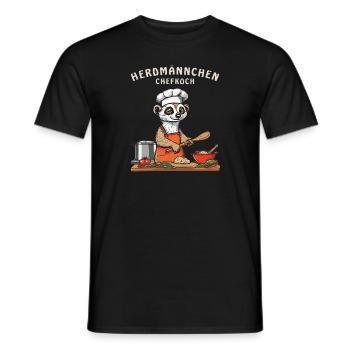 HERDMÄNNCHEN CHEFKOCH - Männer T-Shirt - Schwarz - Vorne - AI Model Male 178 light (178cm)