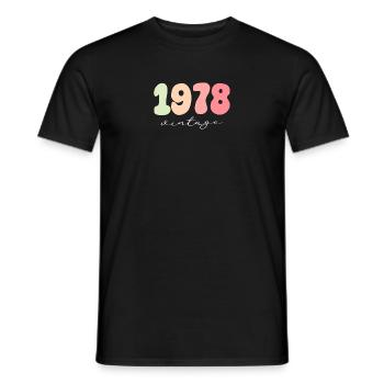 Date de naissance Année de naissance 1978 - T-shirt homme - noir - Devant - AI Model Male 178 light (178cm)