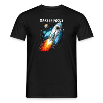 RAKETE MARS IN FOCUS - Männer T-Shirt - Schwarz - Vorne - AI Model Male 178 light (178cm)