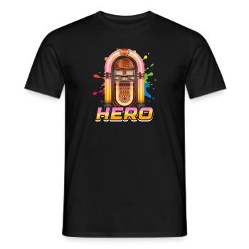 Hero Karaoke Music 80's Disco Machine Jukebox - Männer T-Shirt - Schwarz - Vorne - AI Model Male 178 light (178cm)