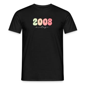 Birthday Year of birth 2008 - Men's T-Shirt - black - Front - AI Model Male 178 light (178cm)