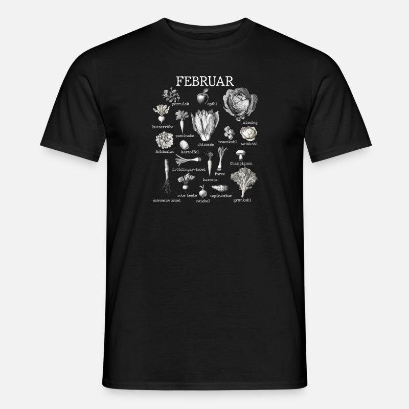 Februar Saisonales Gemüse und Obst Collage - Männer T-Shirt - Schwarz