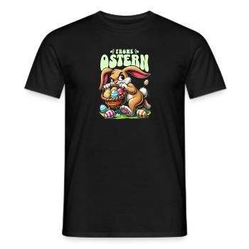 Happy Easter funny bunny with eggs - Men's T-Shirt - black - Front - AI Model Male 178 light (178cm)
