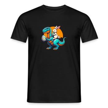 Easter Bunny Riding Dinosaur with Easter Egg - Men's T-Shirt - black - Front - AI Model Male 178 light (178cm)