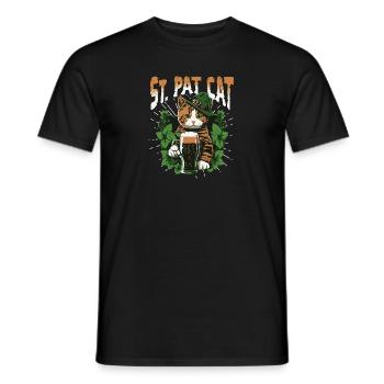 Funny St. Patrick's Day Drinking Cat - Men's T-Shirt - black - Front - AI Model Male 178 light (178cm)