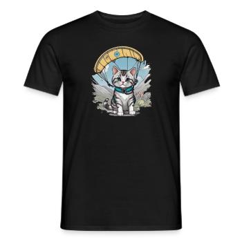 Parachute Chaton Parachutisme Chat Chats Parachutiste - T-shirt homme - noir - Devant - AI Model Male 178 light (178cm)