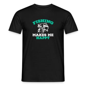 La pêche me rend heureux - T-shirt homme - noir - Devant - AI Model Male 178 light (178cm)