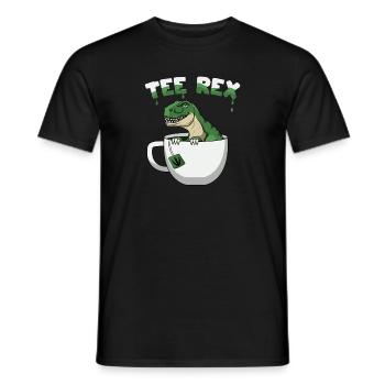 T-Rex Tyrannosaurus Rex Buveur de thé Dino avec thé - T-shirt homme - noir - Devant - AI Model Male 178 light (178cm)