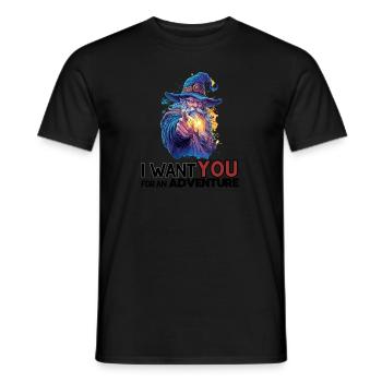 Puissant sorcier – Votre aventure commence maintenant - T-shirt homme - noir - Devant - AI Model Male 178 light (178cm)