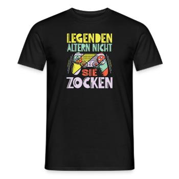 Legends Don't Age They Gamble Gaming T-Shirt - Men's T-Shirt - black - Front - AI Model Male 178 light (178cm)