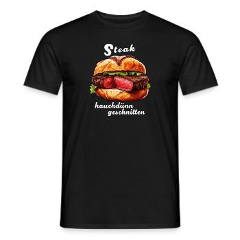 STEAK wafer-thin sliced - Men's T-Shirt - black - Front - AI Model Male 178 light (178cm)