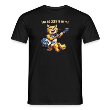 CAT GUITAR THE ROCKER IS IN ME - Men's T-Shirt - black - Front - AI Model Male 178 light (178cm)
