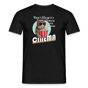 CAT Don’t Sleep Voir un film - T-shirt homme - noir - Devant - AI Model Male 178 light (178cm)