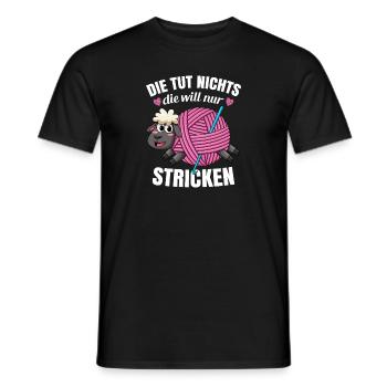 Stricknadel Die Tut Nichts Die Will Nur Stricken - Männer T-Shirt - Schwarz - Vorne - AI Model Male 178 light (178cm)