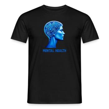 TÊTE DE GEARS EN SANTÉ MENTALE - T-shirt homme - noir - Devant - AI Model Male 178 light (178cm)