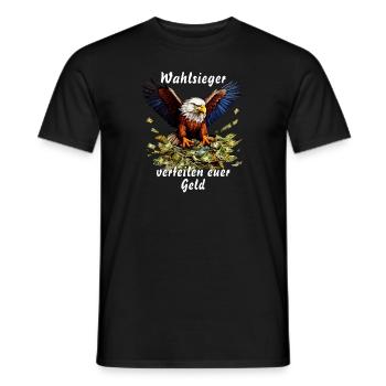 Wahlsieger verteilen euer Geld - Männer T-Shirt - Schwarz - Vorne - AI Model Male 178 light (178cm)
