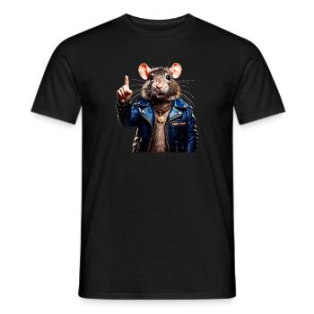RATTE hebt Zeigefinger - Männer T-Shirt - Schwarz - Vorne - AI Model Male 178 light (178cm)