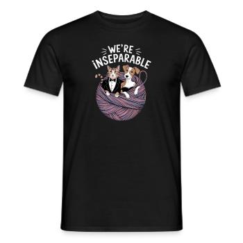 Cute Cat & Dog Inseparable Design - Men's T-Shirt - black - Front - AI Model Male 178 light (178cm)