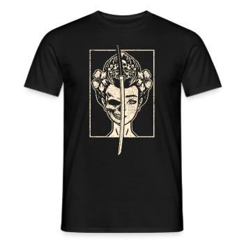 Japon Femme Geisha Mort Crâne Squelette Katana - T-shirt homme - noir - Devant - AI Model Male 178 light (178cm)