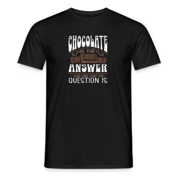 Chocolate is the answer: hot chocolate from - Men's T-Shirt - black - Front - AI Model Male 178 light (178cm)