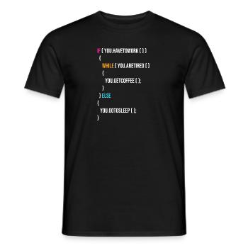 Funny Programmer Codes Coffee And Sleep - Männer T-Shirt - Schwarz - Vorne - AI Model Male 178 light (178cm)