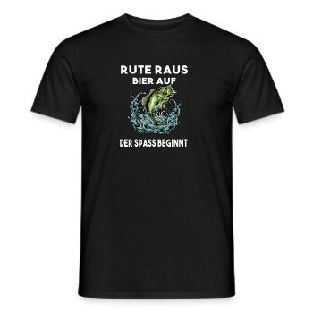 Rute raus Bier auf der Spass beginnt Angeln Angler - Männer T-Shirt - Schwarz - Vorne - AI Model Male 178 light (178cm)
