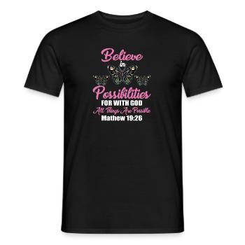 Inspirational Butterfly Believe In God - Männer T-Shirt - Schwarz - Vorne - AI Model Male 178 light (178cm)