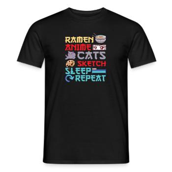 Ramen Anime Cats Sketch Sleep - Männer T-Shirt - Schwarz - Vorne - AI Model Male 178 light (178cm)