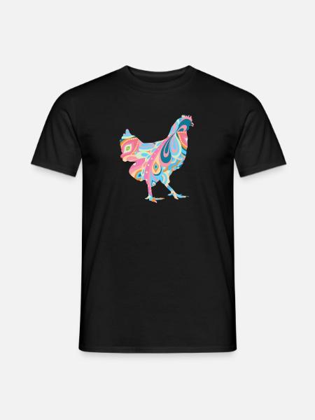 Hippy Chicken - Männer T-Shirt - Schwarz