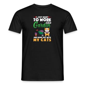Working In My Garden And Hang Out With My Cat - Männer T-Shirt - Schwarz - Vorne - AI Model Male 178 light (178cm)