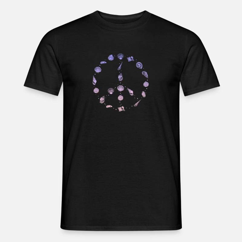 Peace Sign Seashell - Männer T-Shirt - Schwarz