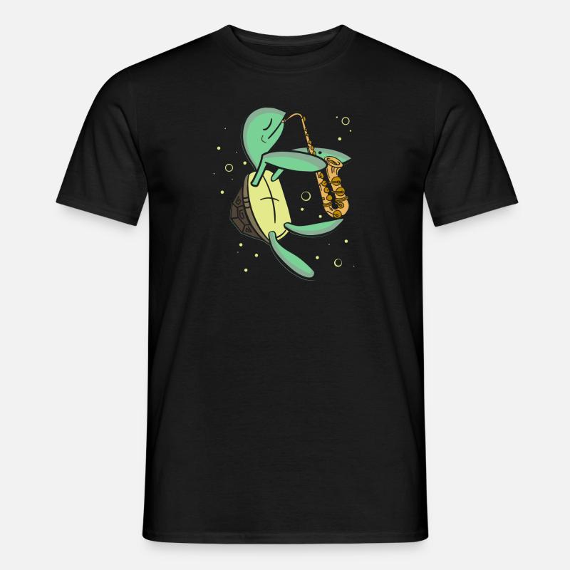 Cute Turtle Playing Saxophone - Männer T-Shirt - Schwarz