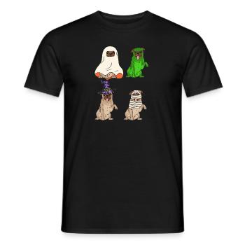 Cute Dog Pug In Halloween Costumes - Männer T-Shirt - Schwarz - Vorne - AI Model Male 178 light (178cm)