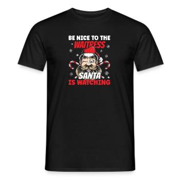 Waitress Santa Is Watching - Männer T-Shirt - Schwarz - Vorne - AI Model Male 178 light (178cm)