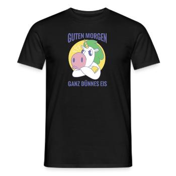 Guten Morgen Ganz Dünnes Eis Kaffee Spruch Büro - Männer T-Shirt - Schwarz - Vorne - AI Model Male 178 light (178cm)