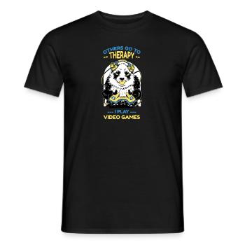 Others Go To Therapy I Play Video Games - Men's T-Shirt - black - Front - AI Model Male 178 light (178cm)