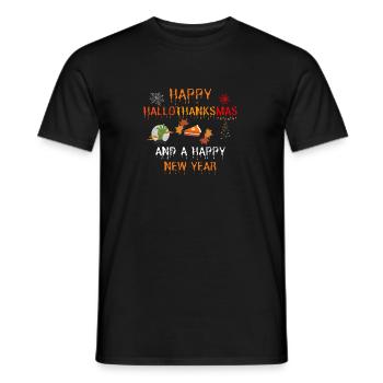 Happy Hallothanksmas and a Happy New Year - Männer T-Shirt - Schwarz - Vorne - AI Model Male 178 light (178cm)
