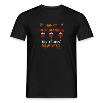 Happy Hallothanksmas and a Happy New Year - Männer T-Shirt - Schwarz - Vorne - AI Model Male 178 light (178cm)