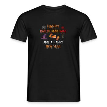 Happy Hallothanksmas and a Happy New Year - Männer T-Shirt - Schwarz - Vorne - AI Model Male 178 light (178cm)