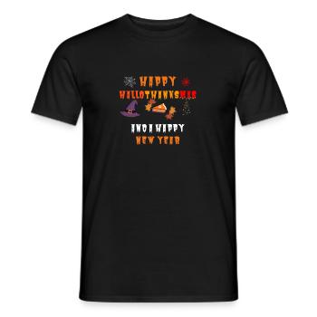 Happy Hallothanksmas and a Happy New Year - Männer T-Shirt - Schwarz - Vorne - AI Model Male 178 light (178cm)