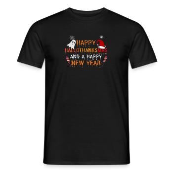 Happy Hallothanksmas and a Happy New Year - Männer T-Shirt - Schwarz - Vorne - AI Model Male 178 light (178cm)