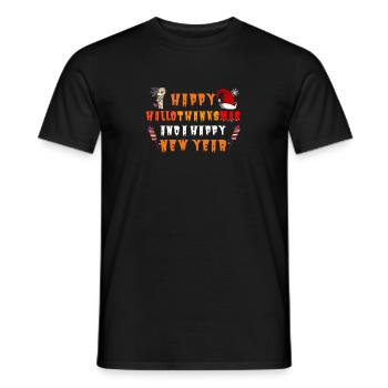 Happy Hallothanksmas and a Happy New Year - Männer T-Shirt - Schwarz - Vorne - AI Model Male 178 light (178cm)