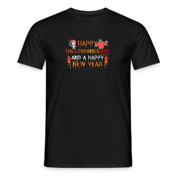 Happy Hallothanksmas and a Happy New Year - Männer T-Shirt - Schwarz - Vorne - AI Model Male 178 light (178cm)